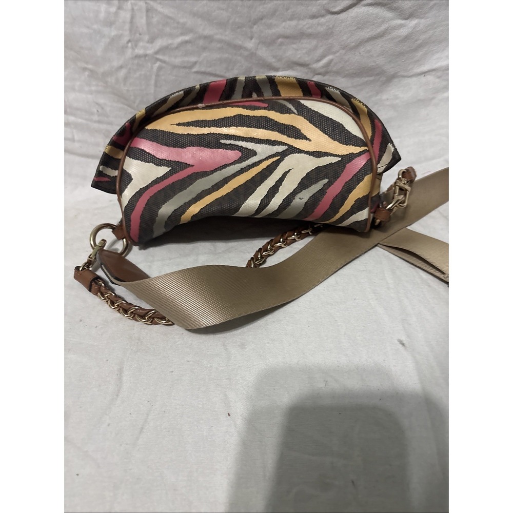 Michael Kors Slater Medium Metallic Zebra Logo Sling Fanny Pack Purse Crossbody - Picture 6 of 15